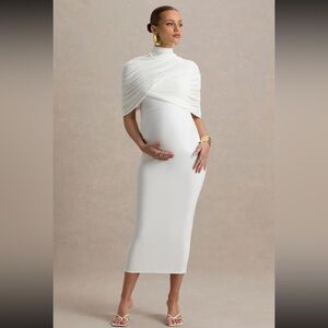 Club L London Augustina | White Maternity Midi Dress
With Cape